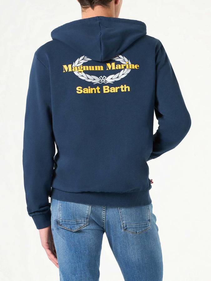 Mc2 Saint Barth Felpa In Cotone Blu Con Cappuccio Con Ricamo Magnum Marine Saint Barth | EDIZIONE SPECIALE MAGNUM MARINE