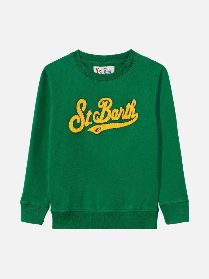 Mc2 Saint Barth Felpa verde da bambino con logo in spugna