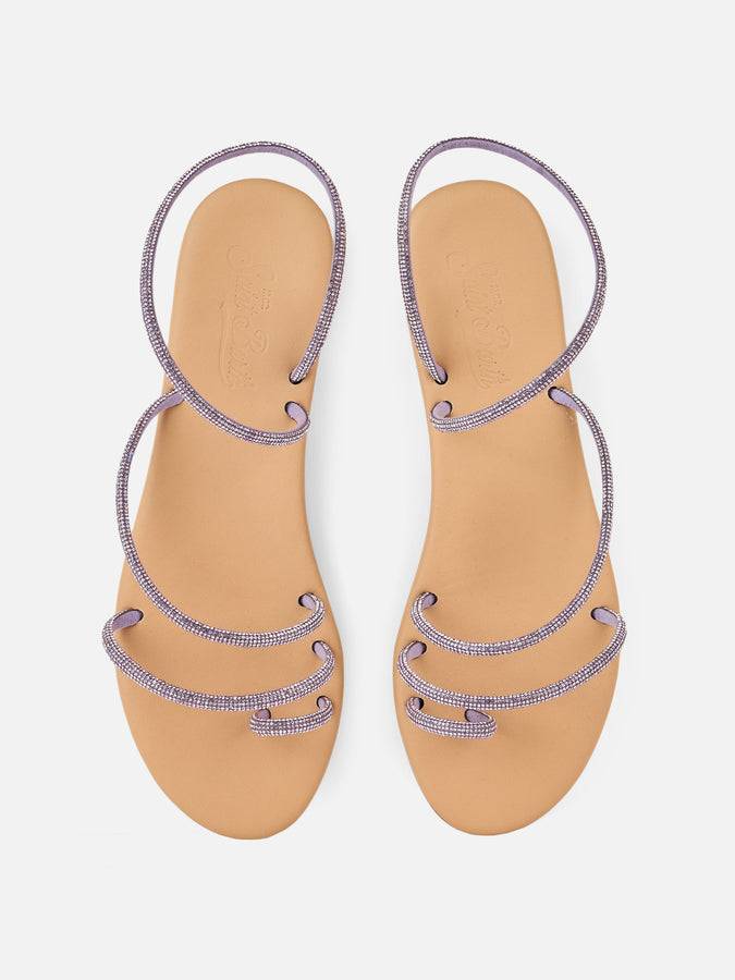Mc2 Saint Barth Flat Ring Sandals With Lilac Rhinestones