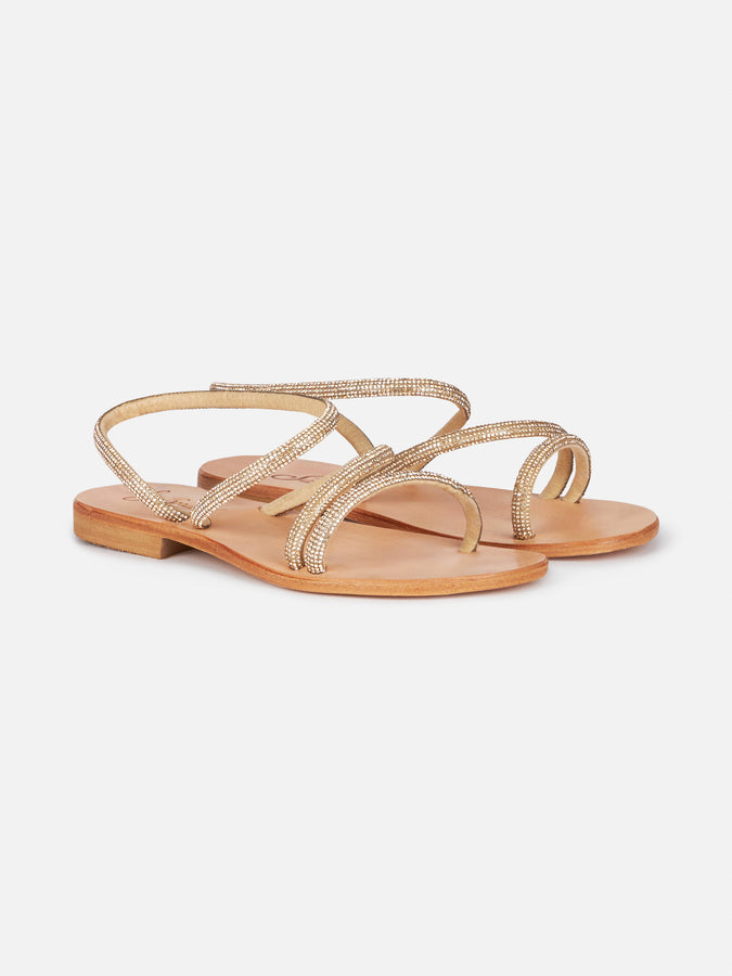 Mc2 Saint Barth Flat sandals Cora with gold rhinestones