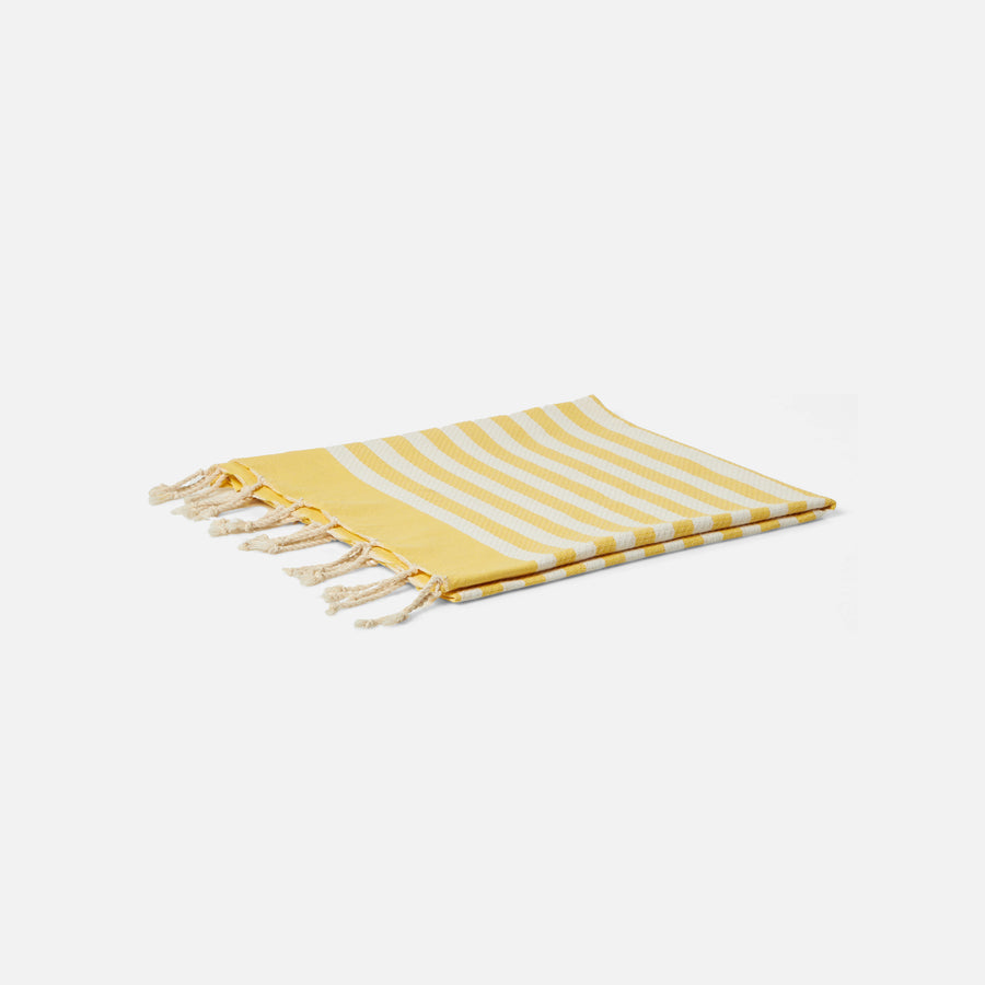 Mc2 Saint Barth Fouta Classico A Nido D'ape A Righe Bianche E Gialle