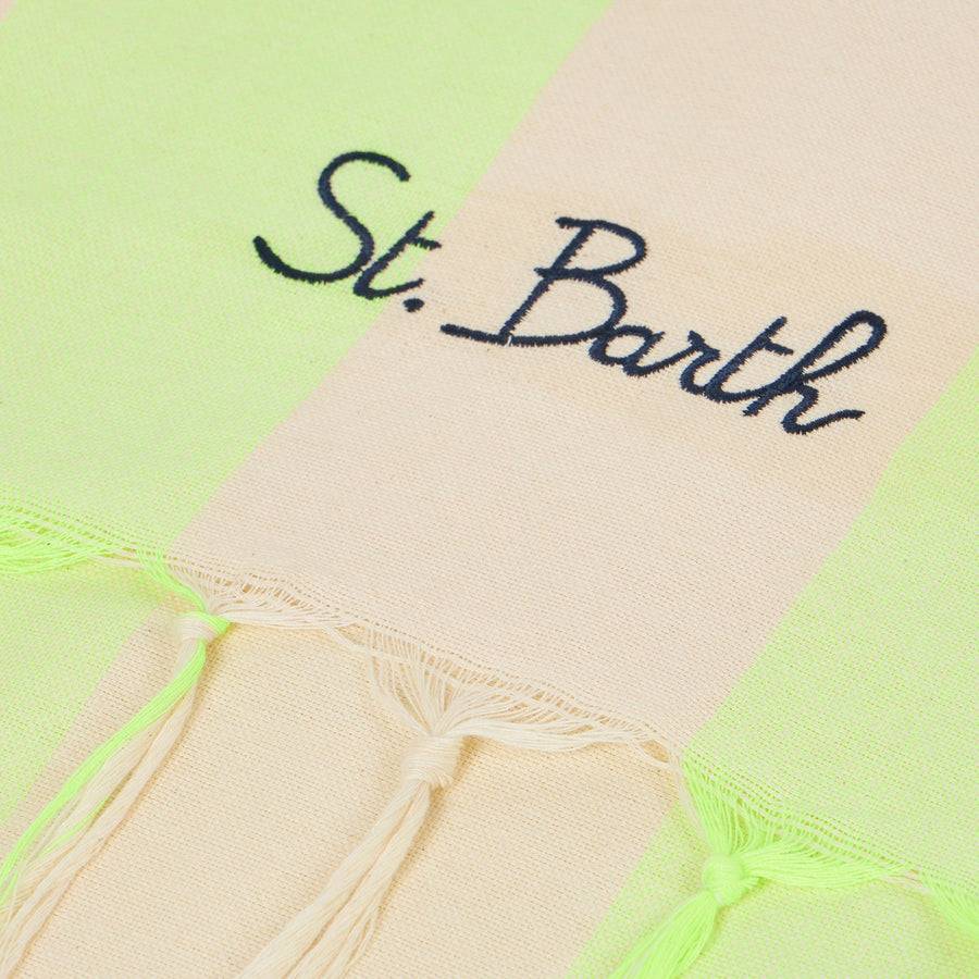 Mc2 Saint Barth Fouta In Cotone Leggero A Righe Bianche E Giallo Fluo