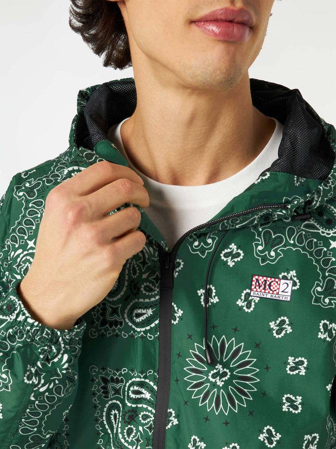 Mc2 Saint Barth Giacca A Vento Leggera Da Uomo Con Cappuccio E Stampa Bandana
