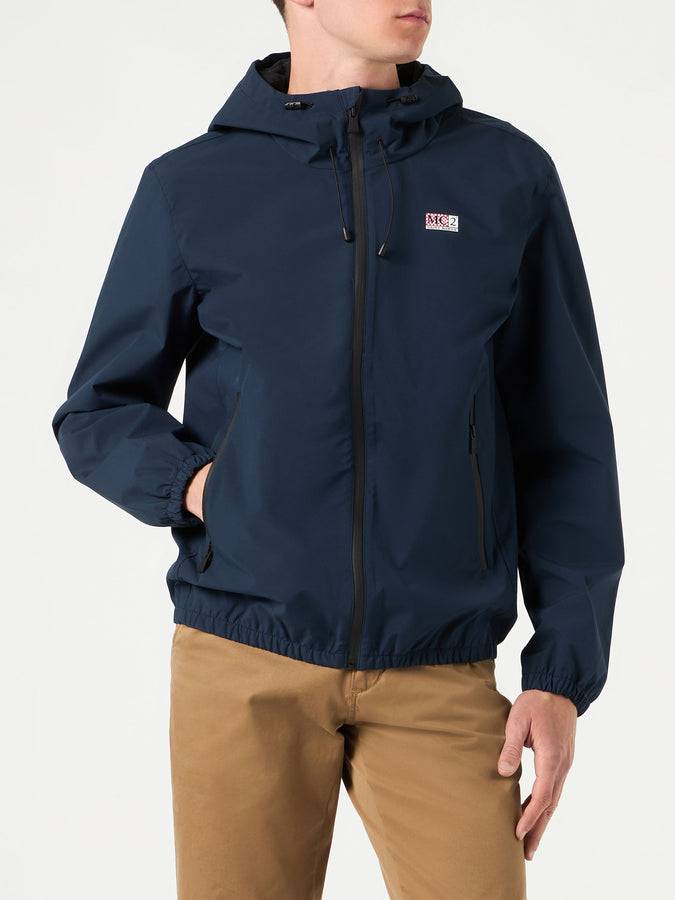 Mc2 Saint Barth Giacca da uomo a vento leggera blu navy con cappuccio