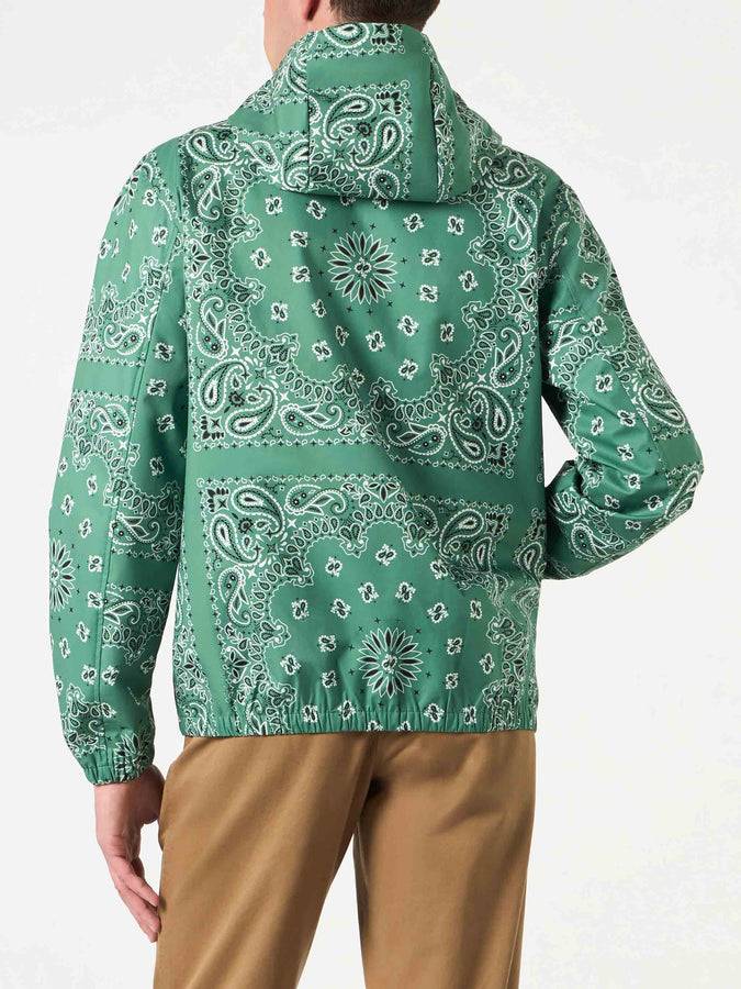 Mc2 Saint Barth Giacca Da Uomo Con Cappuccio Con Stampa Bandana Verde Militare