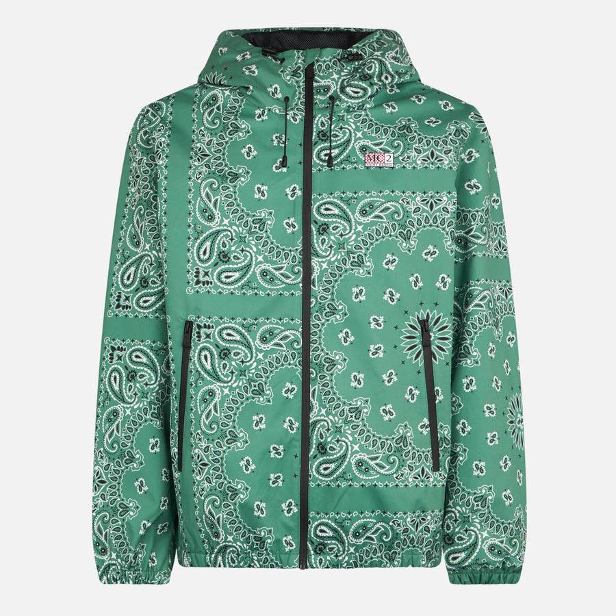 Mc2 Saint Barth Giacca Da Uomo Con Cappuccio Con Stampa Bandana Verde Militare