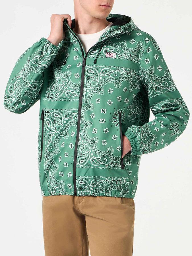 Mc2 Saint Barth Giacca da uomo con cappuccio con stampa bandana verde militare