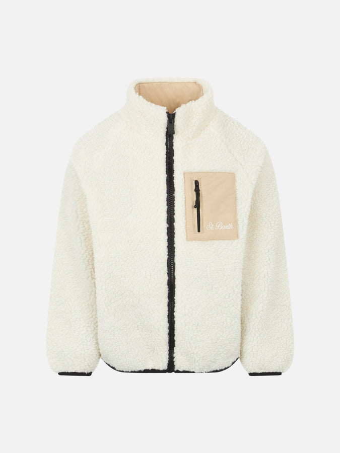 Mc2 Saint Barth Giacca Sherpa Da Bambino Con Stampa Capitan America | EDIZIONE SPECIALE MARVEL