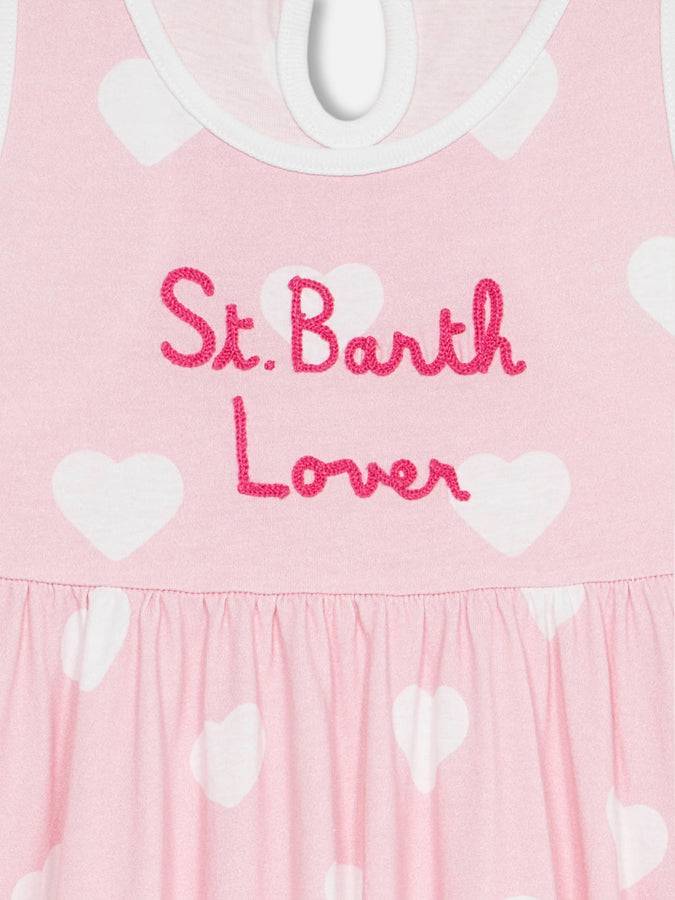 Mc2 Saint Barth Girl Cotton Dress Masha With Print And "I Love St Barth" Embroidery