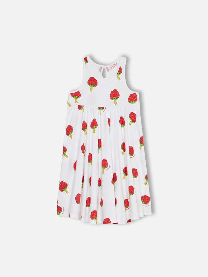 Mc2 Saint Barth Girl cotton dress Masha with strawberry popsicle print