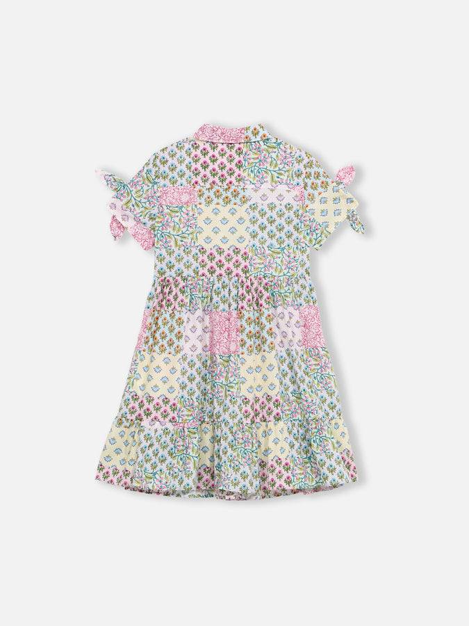 Mc2 Saint Barth Girl Cotton Dress Queenie With Flower Print