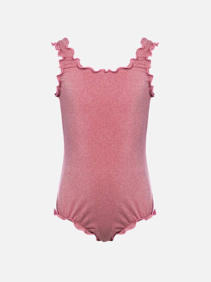 Mc2 Saint Barth Girl lurex one piece swimsuit Clio with contrast frill