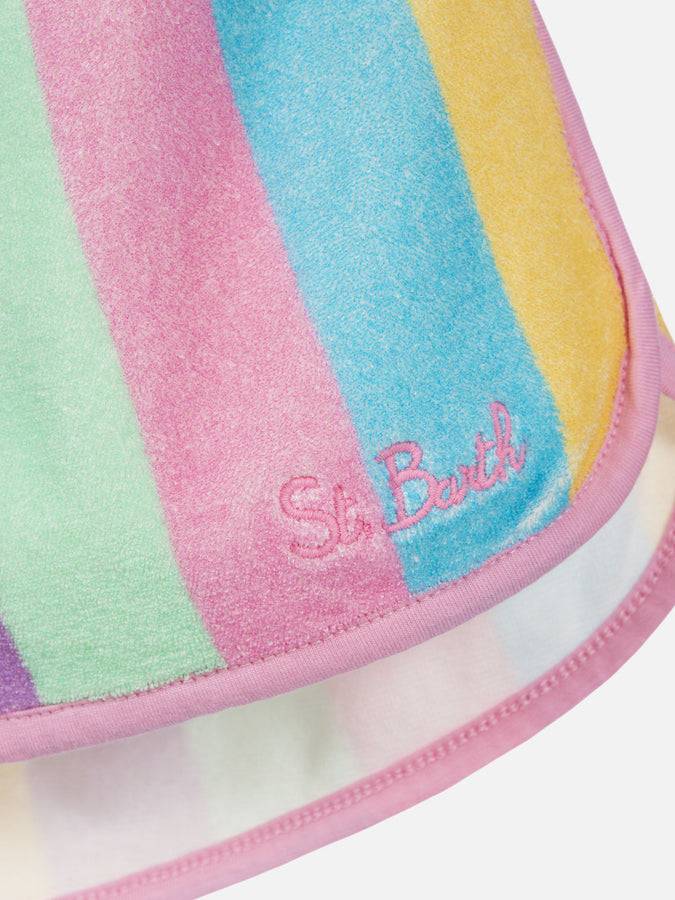 Mc2 Saint Barth Girl Multicolor Terry Pull Up Shorts Curly