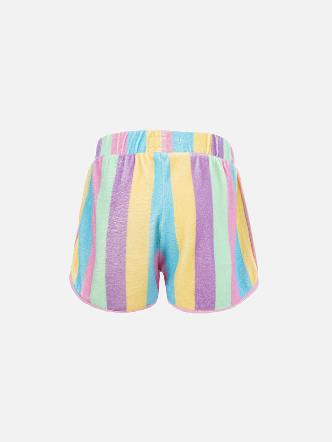 Mc2 Saint Barth Girl Multicolor Terry Pull Up Shorts Curly