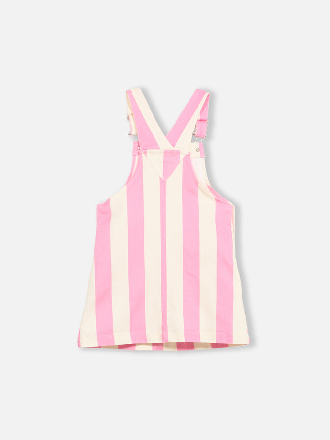 Mc2 Saint Barth Girl Pink Striped Denim Short Overall Tecla Jr