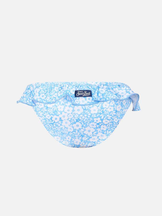 Mc2 Saint Barth Girl Ruffled Swim Briefs Melly With Flower Print
