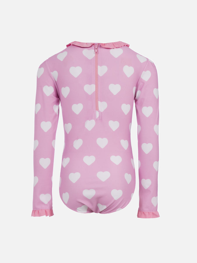 Mc2 Saint Barth Girl's One Piece Swimsuit Hila With Long Sleeves | SNOOPY PEANUTS SPECIAL EDITION | UV PROTECTION