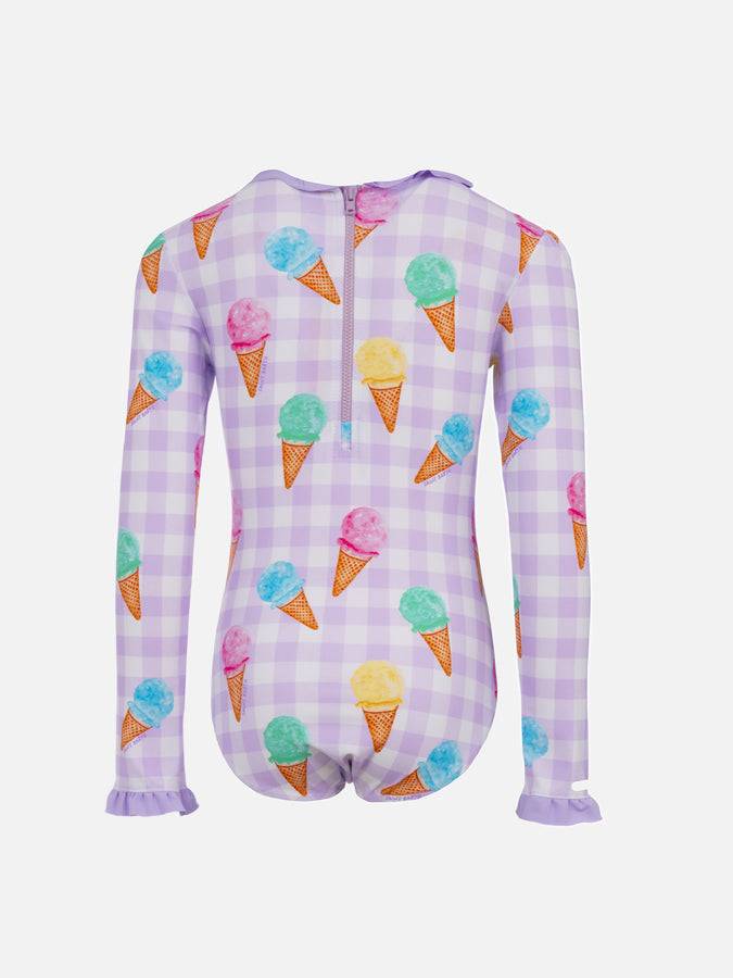 Mc2 Saint Barth Girl's One Piece Swimsuit Hila With Long Sleeves | UV PROTECTION