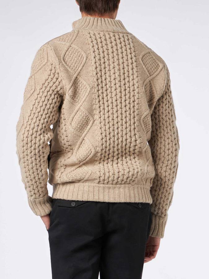 Mc2 Saint Barth Giubbotto Imbottito Da Uomo Beige Con Maniche In Maglia Intrecciata