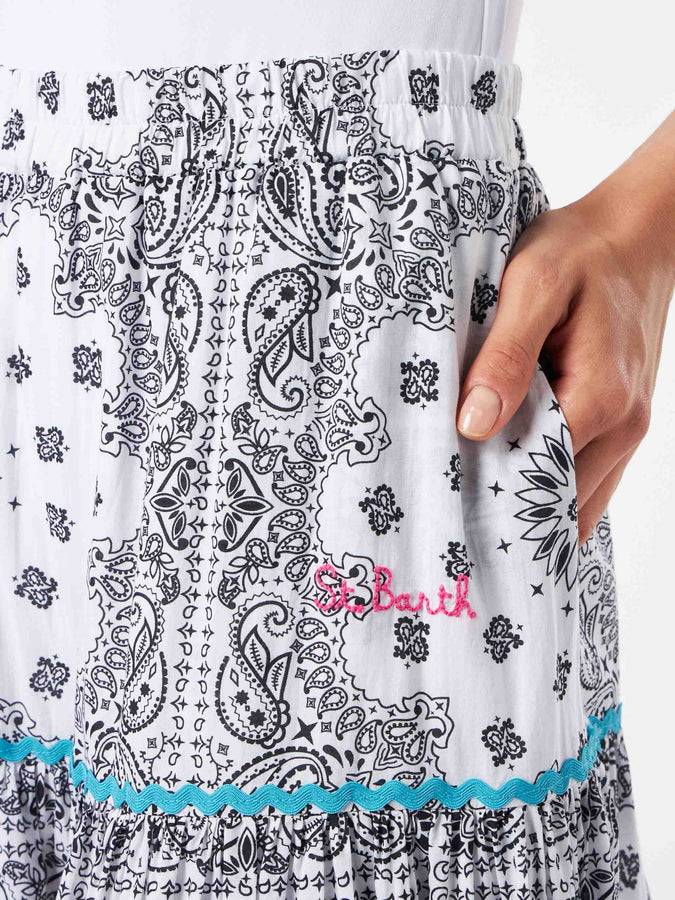 Mc2 Saint Barth Gonna Lunga Da Donna In Cotone Con Stampa Bandana