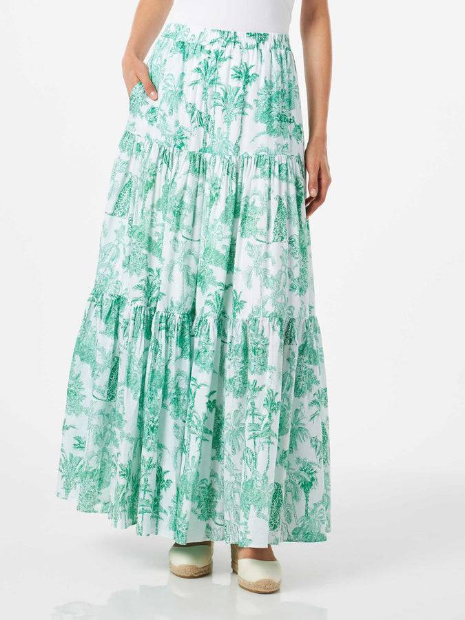 Mc2 Saint Barth Gonna lunga da donna in cotone con stampa giungla