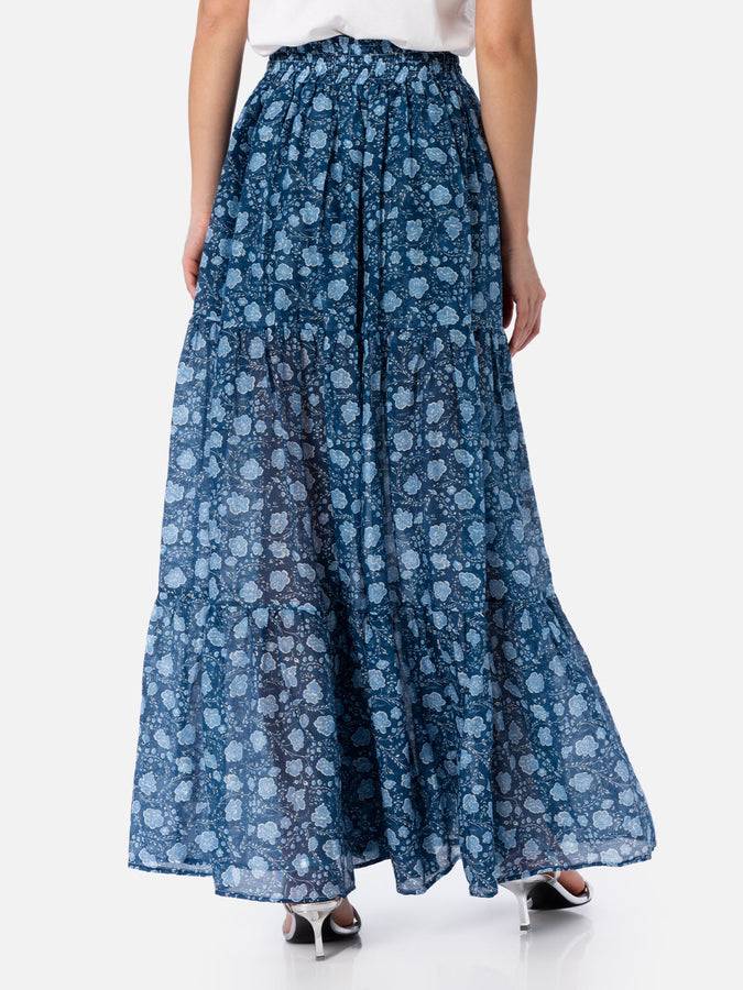 Mc2 Saint Barth Gonna Lunga Da Donna Plissettata In Voile Di Seta Cheyenne