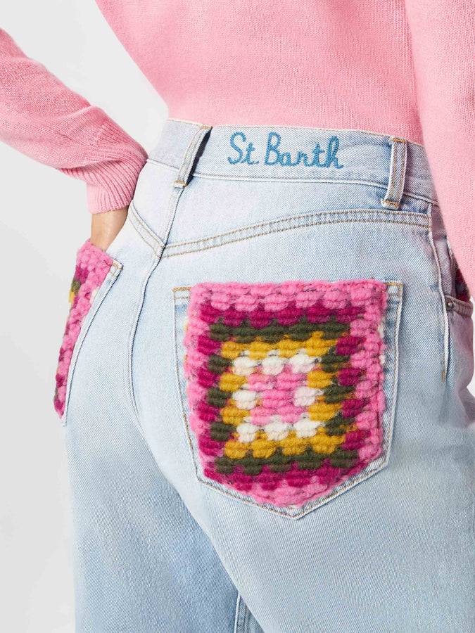 Mc2 Saint Barth Jeans Da Donna Con Tasche In Crochet