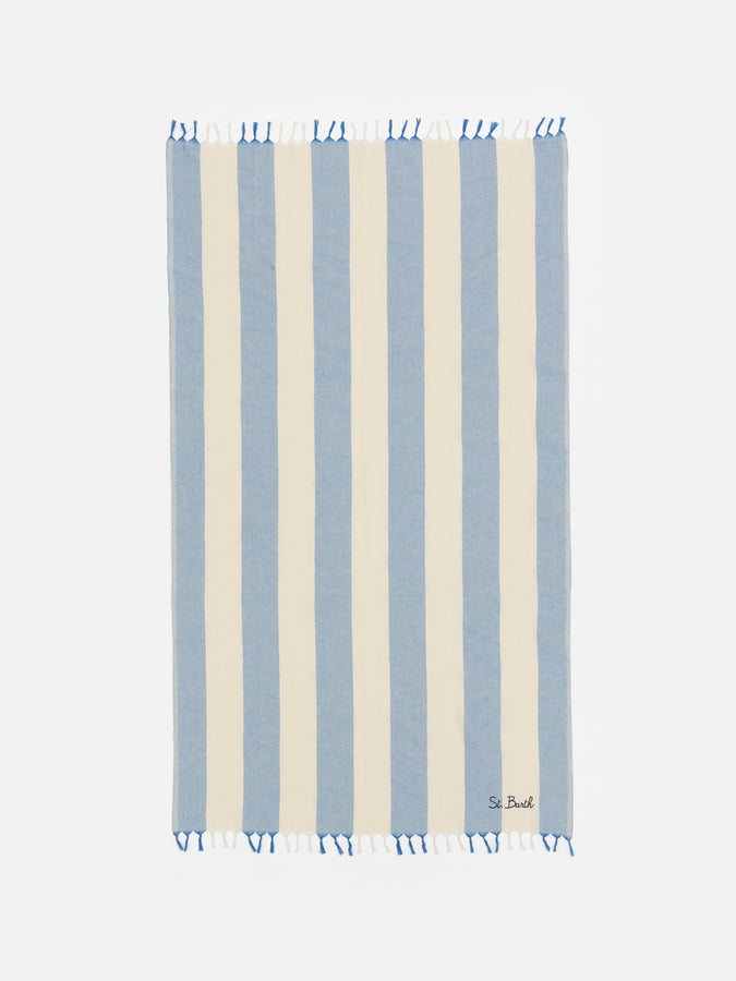 Mc2 Saint Barth Light cotton beach towel Fouta with bluette striped print