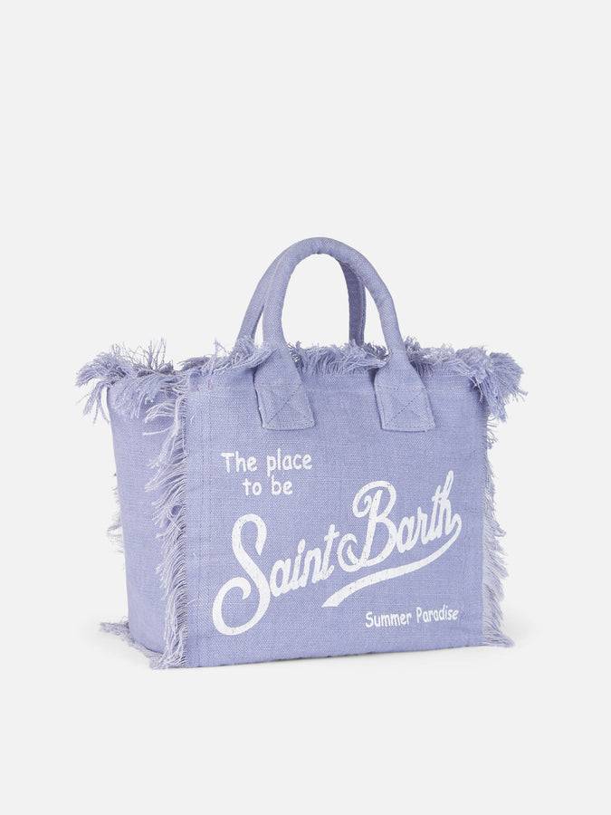 Mc2 Saint Barth Lilac Vanity Linen Tote Bag With Saint Barth Logo