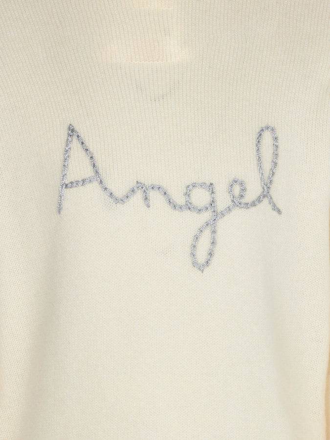 Mc2 Saint Barth Maglia Bianca Da Bambina Con Ricamo Ali D'angelo