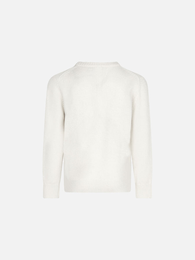 Mc2 Saint Barth Maglia Bianca Da Bambina Con Stampa Lurex L'Étoile