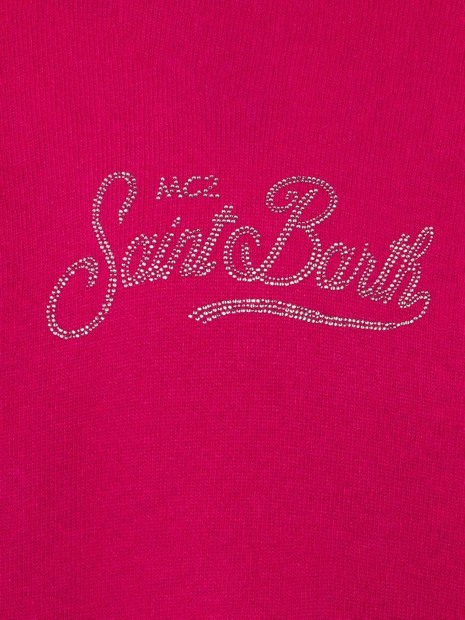 Mc2 Saint Barth Maglia Corta Fucsia Da Bambina Con Cappuccio E Strass