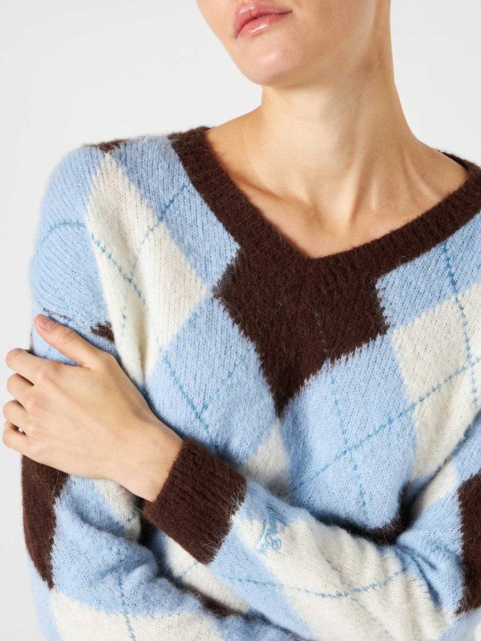 Mc2 Saint Barth Maglia Cropped Da Donna Con Fantasia A Rombi