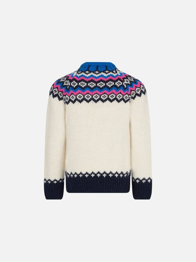 Mc2 Saint Barth Maglia Da Bambina Con Fantasia Jacquard Nordica