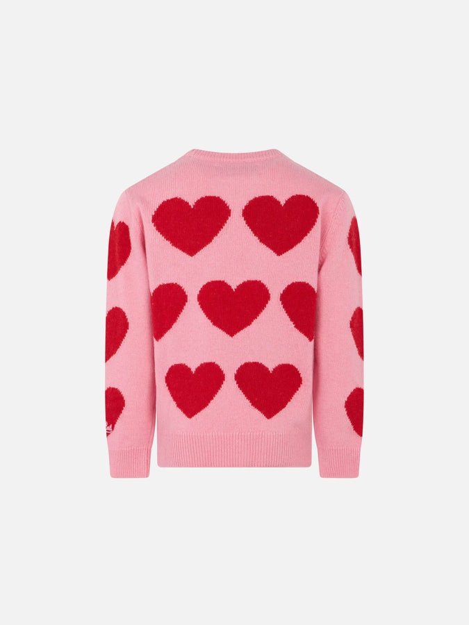 Mc2 Saint Barth Maglia Da Bambina Con Stampa Cuori E Ricamo I Love My Mom