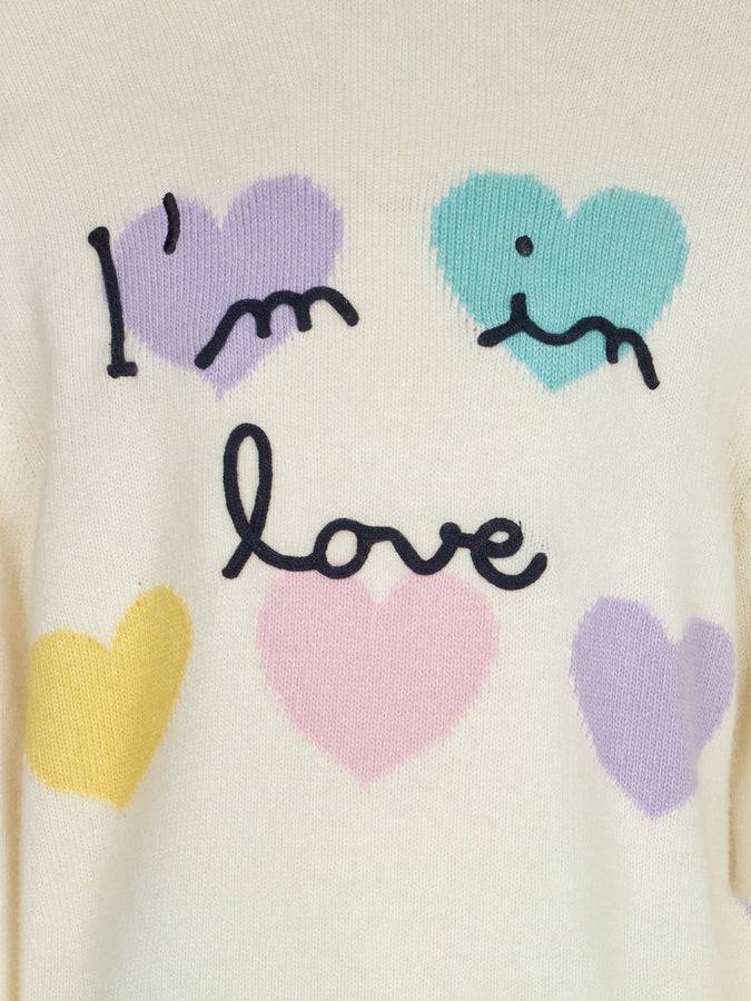 Mc2 Saint Barth Maglia Da Bambina Con Stampa Cuori E Ricamo I'm In Love