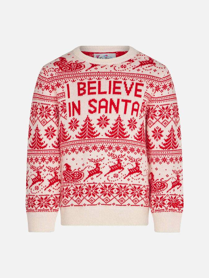 Mc2 Saint Barth Maglia da bambina con stampa jacquard I believe in Santa