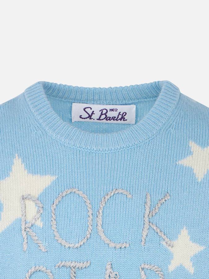 Mc2 Saint Barth Maglia Da Bambina Con Stampa Stelle E Ricamo Rock Star