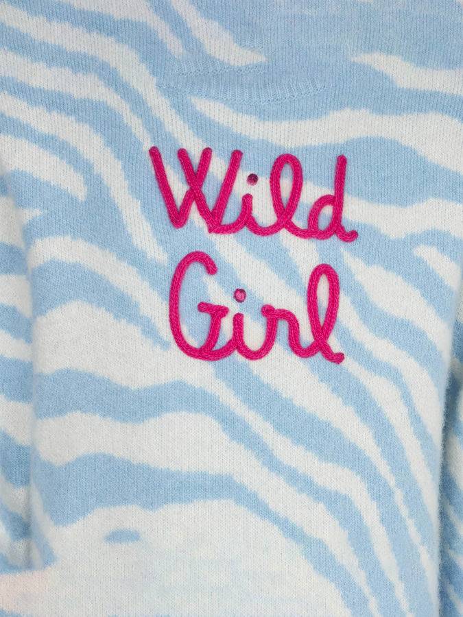 Mc2 Saint Barth Maglia Da Bambina Garzata Stampa Zebrata Con Ricamo Wild Girl