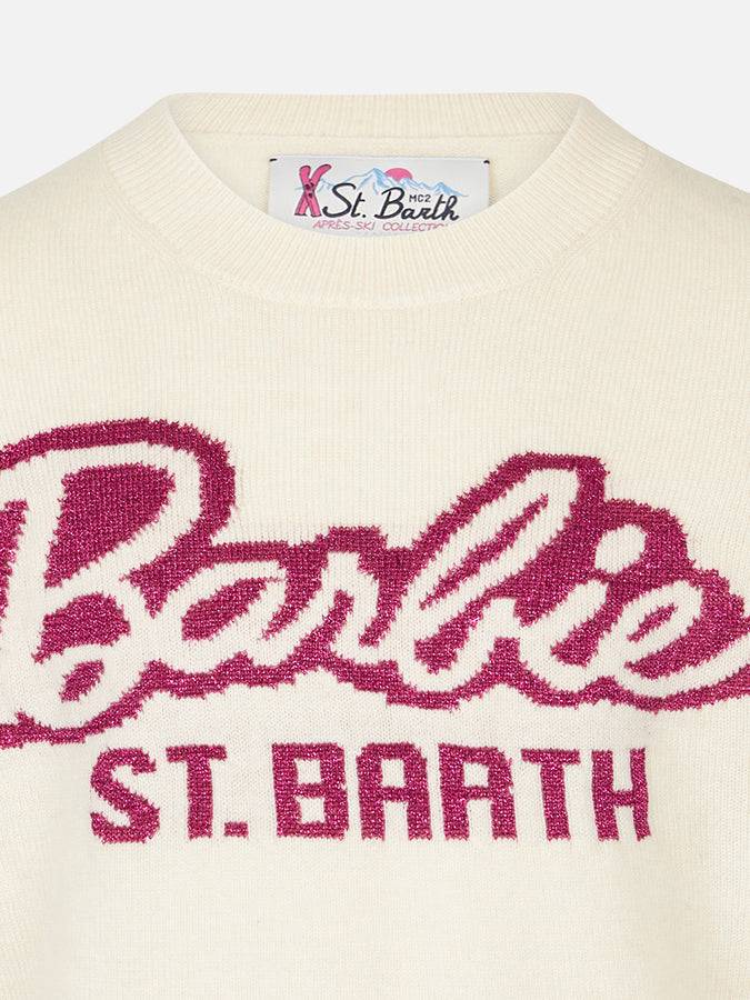 Mc2 Saint Barth Maglia Da Bambina Girocollo Bianca Con Stampa Barbie | EDIZIONE SPECIALE BARBIE