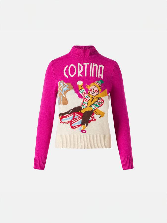 Mc2 Saint Barth Maglia da bambina girocollo con cartolina di Cortina
