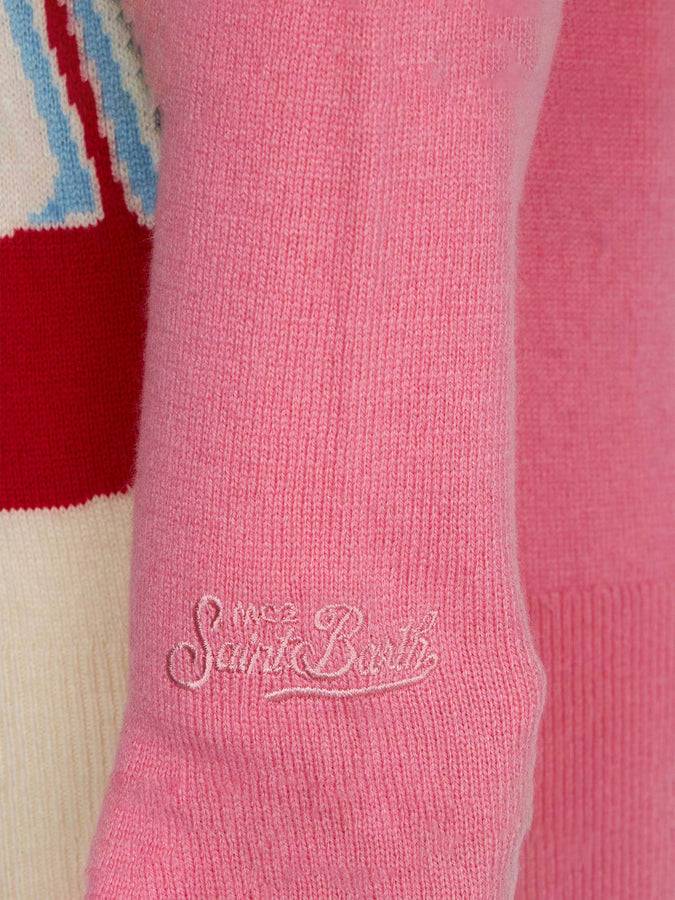 Mc2 Saint Barth Maglia Da Bambina Girocollo Con Cartolina Di Courmayeur