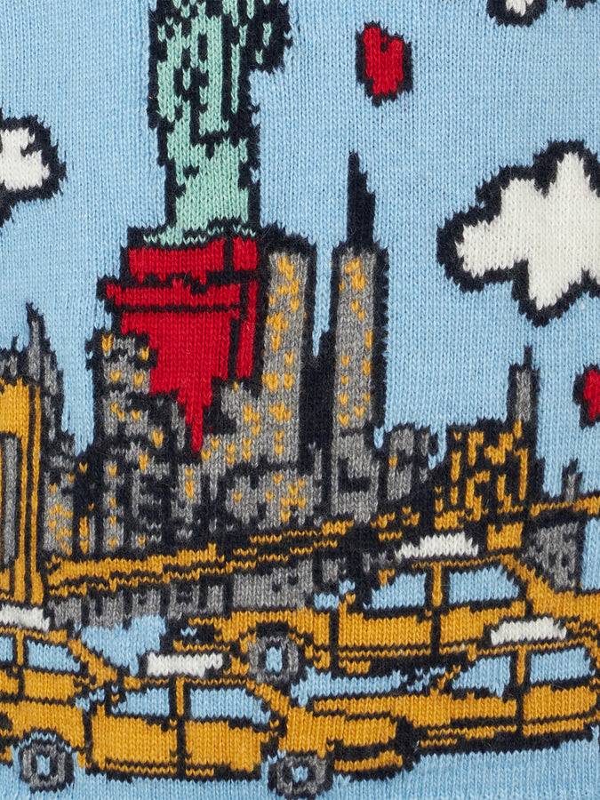 Mc2 Saint Barth Maglia Da Bambina Girocollo Con Cartolina Di New York