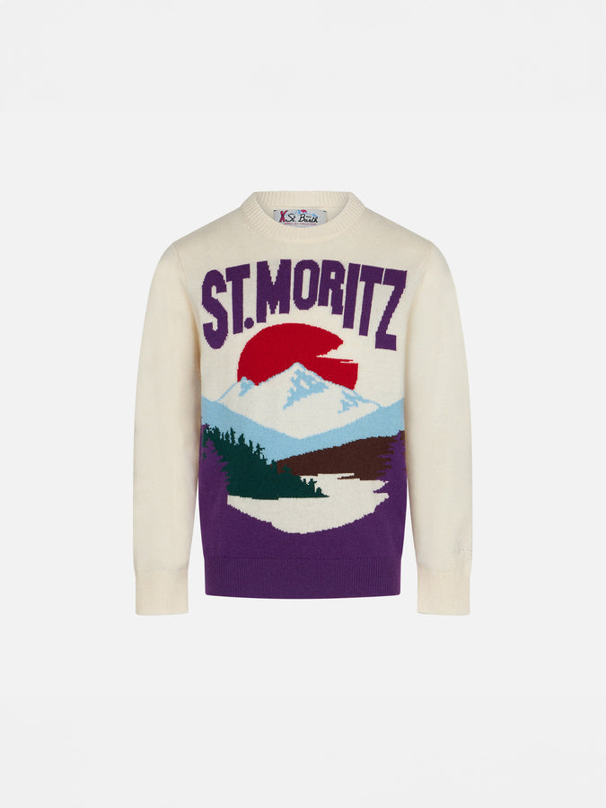 Mc2 Saint Barth Maglia da bambina girocollo con cartolina di St. Moritz