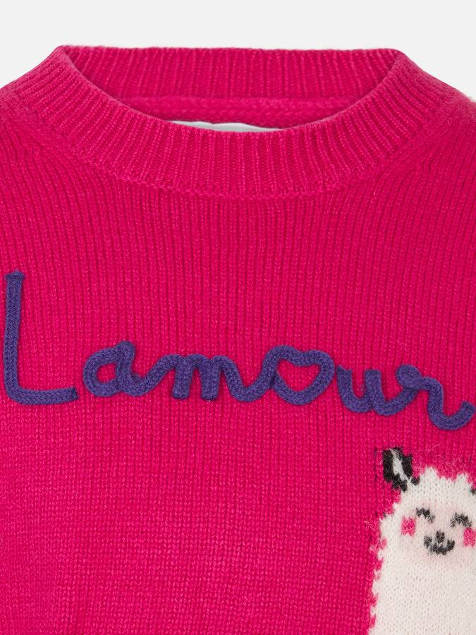 Mc2 Saint Barth Maglia Da Bambina Girocollo Con Ricamo L'Am<3ur