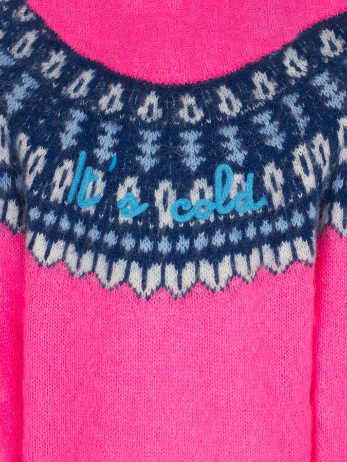 Mc2 Saint Barth Maglia Da Bambina Girocollo Garzata Con Jacquard Nordico