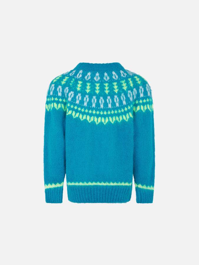 Mc2 Saint Barth Maglia Da Bambina Girocollo Garzata Con Jacquard Nordico
