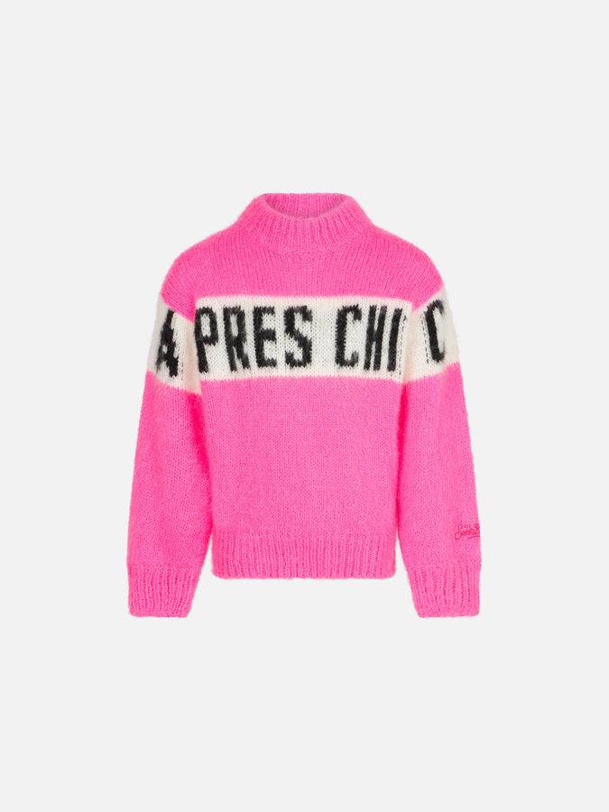 Mc2 Saint Barth Maglia da bambina girocollo garzata con scritta Apres chic