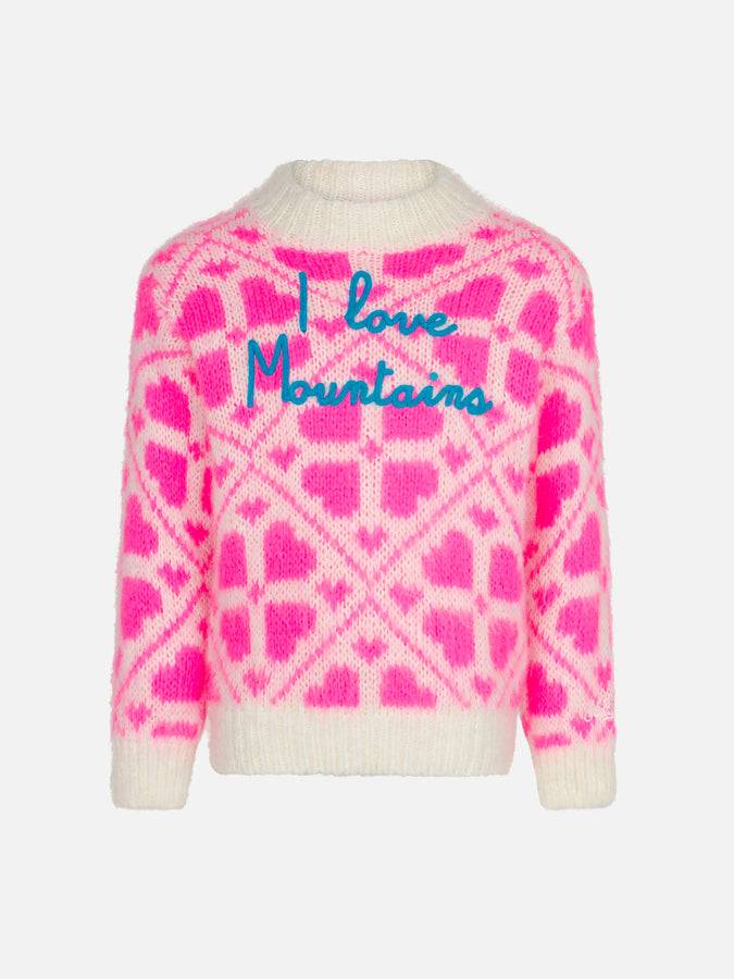 Mc2 Saint Barth Maglia da bambina girocollo garzata con stampa cuori