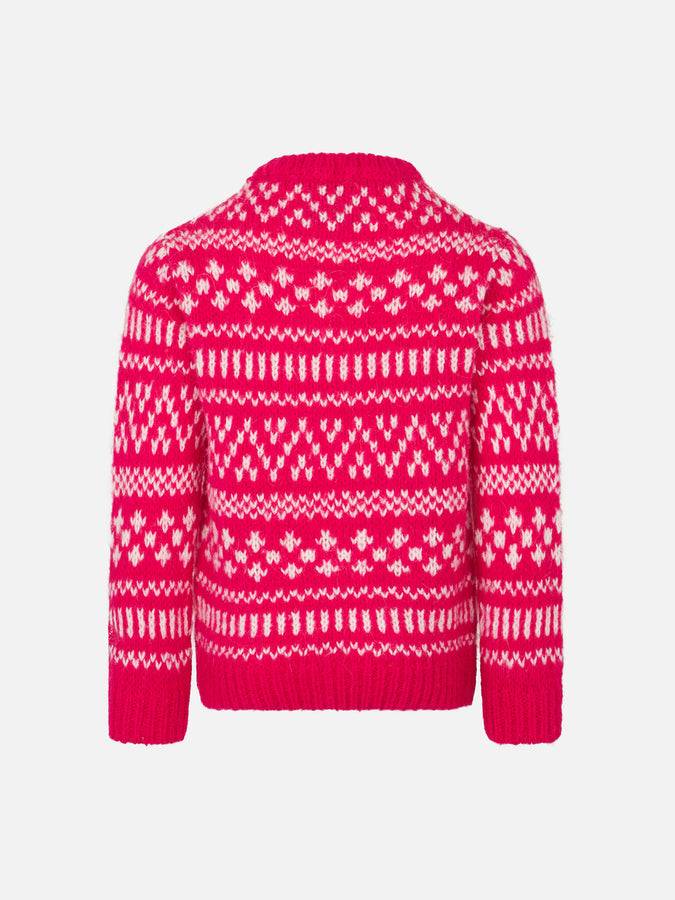Mc2 Saint Barth Maglia Da Bambina Girocollo Morbida Con Stampa Fair Isle E Ricamo Princess Of Chalet